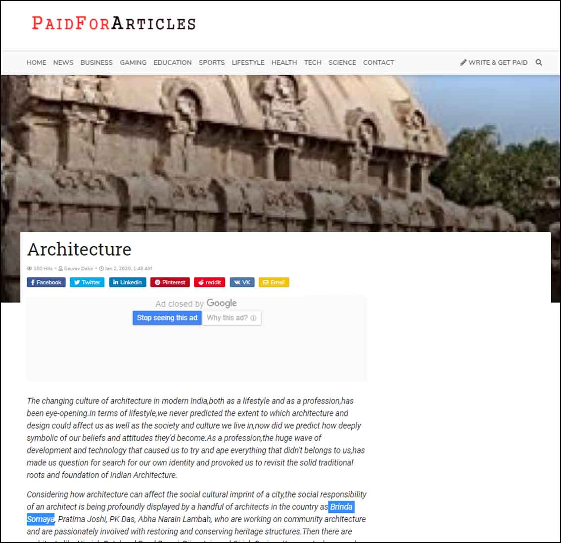 Architecture, Paid for Articles - January 2020